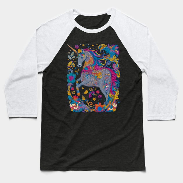 Beautiful Unicorn Ilustration Baseball T-Shirt by ARTIZIT